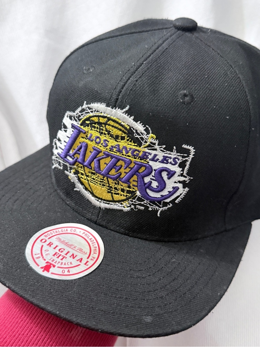 Mitchell & Ness Black Los Angeles Lakers Embroidered Snapback